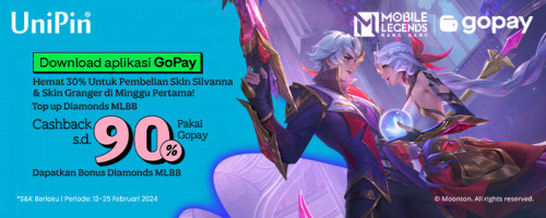 Koleksi Skin Terbaru Diskon hingga 30%! Top Up Diamonds MLBB di UniPin Pakai Gopay Dapatkan Cashback hingga 15Ribu dan Bonus Skin MLBB